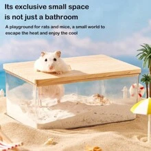 Hamster Sand Bath Shower Box Sauna Room Acrylic Digging Sand Container Bathroom Toilet For Hamsters, Hedgehogs And Squirrels