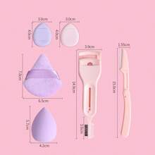 Bộ dụng cụ làm đẹp 6 món (1 dụng cụ uốn mi + 1 dao cạo lông mày + 1 bông phấn + 1 miếng bọt biển hình trứng làm đẹp + 2 bông phấn ngón tay cái), Bộ cọ, Bộ cọ trang điểm, Bộ cọ trang điểm, Bộ trang điểm hoàn chỉnh, Bộ cọ trang điểm, Bộ trang điểm hoàn chỉnh, Bộ cọ, Bộ cọ trang điểm, Bộ quà tặng trang điểm, Bộ - Nhiều màu - Xem 11
