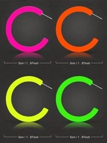 Xiacheng 4 pares de pendientes redondos y fluorescentes de acrílico candy para mujeres estilo los años 80s y 90s, aretes con aro de colores retro y dorados para fiestas de disfraces o fiestas de baile.