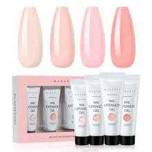 4 Nude Colors 15ML Makartt Poly Nail Gel Set, Neutral Classic Color Gel Nail Builder Long Lasting Hard Gel For Nail Extension French Manicure Gel Acrylic Kit Gel Nail Builder Kit - 彩色 - 查看 9