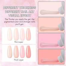 4 Nude Colors 15ML Makartt Poly Nail Gel Set, Neutral Classic Color Gel Nail Builder Long Lasting Hard Gel For Nail Extension French Manicure Gel Acrylic Kit Gel Nail Builder Kit - 彩色 - 查看 3