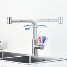 CECIPA  Pull-Out Kitchen Mixer Tap, Kitchen Mixer Tap With 2 Water Dispensing Modes, 360 Rotating Kitchen Mixer Tap - Brushed - View 4