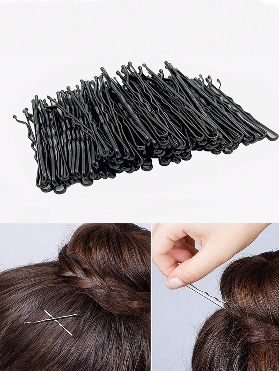 50入組黑色扁平夾子,側邊瀏海夾 - 黑色 - 查看 1