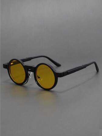 New Steampunk Round Personalized Fashion Glasses Hip-Hop Fashion Glasses Fashionable Men's Fashion Glasses Vintage Shades Accessories Halloween Beach Accessories Glasses Shades For Summer Beach Vacation,Outdoor,Travel