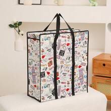 Weiße Aufbewahrungstasche mit Kritzelmuster für Schule, Schul-Accessoires und Schulsachen