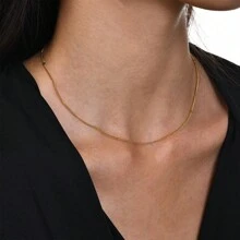 1set Exquisite Versatile Stainless Steel Minimalist Necklace For Women's Fashionable Jewelry Set - Yellow Gold - View 2
