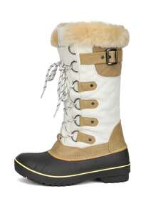 Women's Warm Mid Calf Winter Snow Boots Waterproof Outdoor Winter Holiday Festival Black Boots - 彩色 - 查看 5