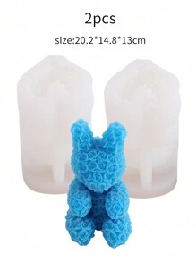 1入組玫瑰兔子造型diy矽蠟燭模,適合情人節、復活節、七夕節、生日和家居裝飾使用。2入裝更划算。 - 白色 - 查看 8