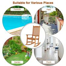 Gymax Outdoor Eucalyptus Rocking Chair Single Rocker For Patio Deck Garden Natural