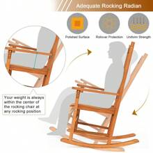Gymax Outdoor Eucalyptus Rocking Chair Single Rocker For Patio Deck Garden Natural