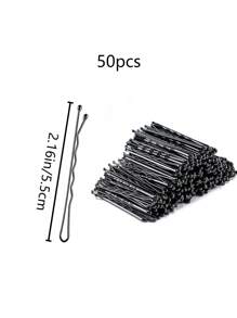 50入組黑色扁平夾子,側邊瀏海夾 - 黑色 - 查看 5