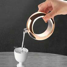 Pulsera petaca de acero inoxidable de 3.5 oz, hecha a mano con tapa de cristal, forma hueca y redonda, portátil para bailes, cumpleaños y fiestas (brillante oro rosa). - Dorado - Ver 6