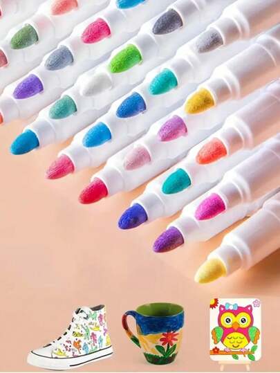 12/24/48/60 色丙烯酸涂料记号笔，简约设计适合绘画和艺术创作，防水，可水洗，适合在织物、玻璃、木材和大多数材料表面上进行 DIY