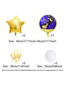 14 buah Balon Bertema, Balon Bulat dan Berbentuk Bintang Lima Berdiameter 18 Inci untuk Dekorasi Pesta - MultiWarna - View 4