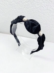 Băng đô thời trang ngọt ngào và ngọc trai sang trọng 1 chiếc thanh lịch dành cho nữ, hoàn hảo để đeo hàng ngày - màu đen - Xem 4