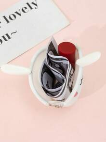 1入組卡通兔子造型矽膠扣環小手提可愛包,適合使用 - 白色 - 查看 4