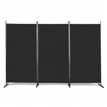 SUNROAD 6FT Trifold 130g Polyester Fabric Plastic Foot Carbon Steel Frame Foldable Screen Black