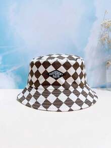 1 Mũ Xô Kim Cương Cho Trẻ Em Unisex, Mũ Bucket Đầu Dẹt, Đơn Giản Và Thời Trang, Thích Hợp Cho Mọi Mùa - Đen và trắng - Xem 6