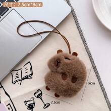 1pc Cute Capybara Plush Pendant For Best Gift , Students , Handbags , Keychains , Car Decorations , Cartoon Stuffed Doll Keychain For Cute Girl - You Can Customize Your Name By Yourself - Multicolor - View 5