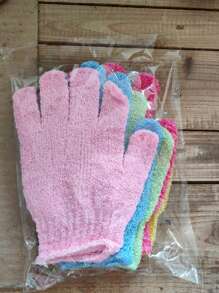 2pcs/6pcs/10pcs Random Colored Five Finger Shower Gloves, Household Shower Towels, Frosted Shower, Children's Household Products, Elastic Back Wiping Shower Cleaning Gloves