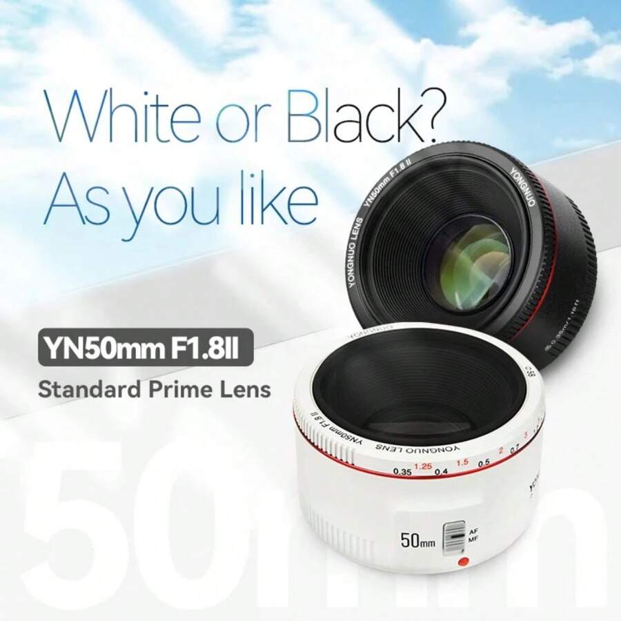 50mm Ii Lớn Miệng vỏ Tự động Focus Ống kính Với Siêu Hiệu ứng Đối với Canon EOS 70D 600D Máy chụp hình 50 1.8 - Đen và trắng - Xem 1