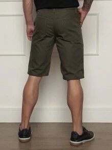 Men's Bermuda Shorts Colored Twill Premium Jeans Various Colors - 軍綠色 - 查看 4