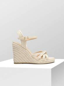 Women'S Open Toe Dressy Espadrille Strappy Casual Braided Heels Comfortable Valentine's Day Vacation Ankle Strap Summer  Platform Wedge Sandals - Apricot - View 7