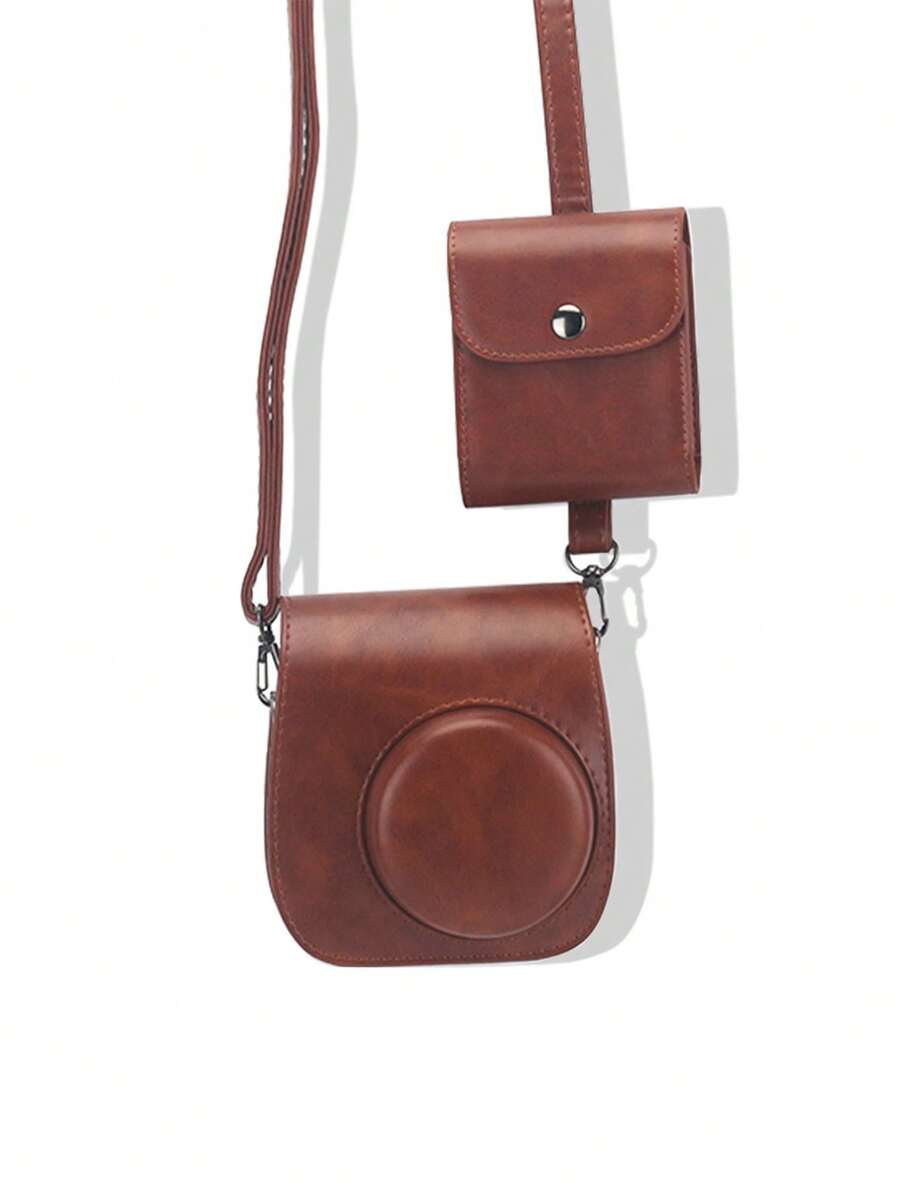 Protective Case Compatible With Fujifilm Instax Mini11,Mini12 Instant Film Camera With Accessory Pocket And Adjustable Strap Mini Film Photo Case - Brown - View 1
