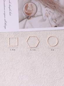 20入組流行的3d銅鍍簡約幾何形狀(圓形/正方形/八邊形)耳環、項鍊、吊墜製作材料連接器diy首飾配件 - 圓圈方塊八角圈 - 查看 3