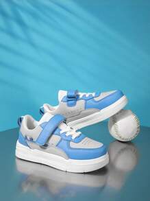 1 Pair Children's Lightweight, Durable Sole, Sports, Skateboard Shoes, Suitable For Indoor & Outdoor Casual Wear, Low-Top, Hook-And-Loop Fasteners, Easy To Wear, Breathable, Anti-Slip, Elastic & Soft, Shock Absorbing, Quick Drying, Water Resistant