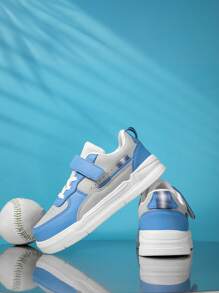 1 Pair Children's Lightweight, Durable Sole, Sports, Skateboard Shoes, Suitable For Indoor & Outdoor Casual Wear, Low-Top, Hook-And-Loop Fasteners, Easy To Wear, Breathable, Anti-Slip, Elastic & Soft, Shock Absorbing, Quick Drying, Water Resistant