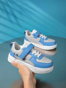 1 Pair Children's Lightweight, Durable Sole, Sports, Skateboard Shoes, Suitable For Indoor & Outdoor Casual Wear, Low-Top, Hook-And-Loop Fasteners, Easy To Wear, Breathable, Anti-Slip, Elastic & Soft, Shock Absorbing, Quick Drying, Water Resistant