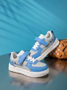 1 Pair Children's Lightweight, Durable Sole, Sports, Skateboard Shoes, Suitable For Indoor & Outdoor Casual Wear, Low-Top, Hook-And-Loop Fasteners, Easy To Wear, Breathable, Anti-Slip, Elastic & Soft, Shock Absorbing, Quick Drying, Water Resistant