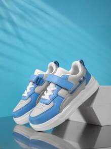 1 Pair Children's Lightweight, Durable Sole, Sports, Skateboard Shoes, Suitable For Indoor & Outdoor Casual Wear, Low-Top, Hook-And-Loop Fasteners, Easy To Wear, Breathable, Anti-Slip, Elastic & Soft, Shock Absorbing, Quick Drying, Water Resistant