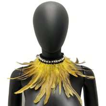 1 pieza Gargantilla de estilo gótico con adorno de perlas y plumas, accesorio elegante y de moda para carnaval, fiesta, baile, disfraz de fantasía, opción de multicolor para Halloween