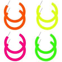 Xiacheng 4 pares de pendientes redondos y fluorescentes de acrílico candy para mujeres estilo los años 80s y 90s, aretes con aro de colores retro y dorados para fiestas de disfraces o fiestas de baile.