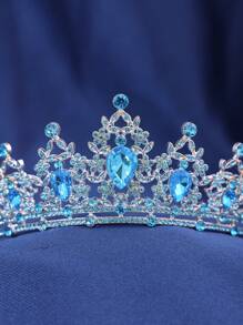 1pc Simple Queen Crown Bridal Party Wedding Accessory Royal Tiaras Valentine's Day Accessories - Baby Blue - View 4