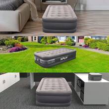 Self Inflatable Air Bed Built-In Electric Pump Air Mattress Single With Storage Bag - Black - View 2