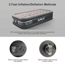 Self Inflatable Air Bed Built-In Electric Pump Air Mattress Single With Storage Bag - Black - View 5