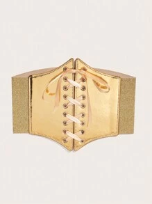 Cinturón mujer para envolver y ceñir la cintura, color dorado - Dorado - Ver 2