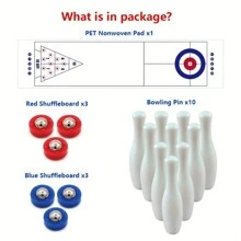 1 Set 3-In-1 Curling/Shuffleboard/Bowling Game Set - Exciting Family Entertainment With 6 Vibrant Rollers, 10 Bowling Pins - Perfect Festive Season Gift For Christmas, Halloween, Thanksgiving - Multicolor - View 6