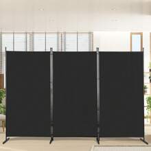 SUNROAD 6FT Trifold 130g Polyester Fabric Plastic Foot Carbon Steel Frame Foldable Screen Black