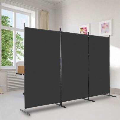 SUNROAD 6FT Trifold 130g Polyester Fabric Plastic Foot Carbon Steel Frame Foldable Screen Black