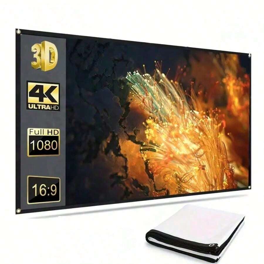 Home Theater Projector Screen Portable Folding Soft Screen 60 72 84 100 120 150 Inches 16:9 Outdoor Party High-Definition Projector Screen Suitable For Home Office Outdoor Use - 120Inch - View 1