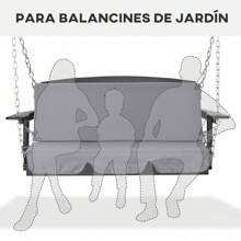 Outsunny Cojín para Columpio de 2 Piezas 130x45x5 cm Cojín para Balancín Cojín de Asiento y Respaldo Acolchado para Jardín Terraza Balcón Exterior - Gris - Ver 2