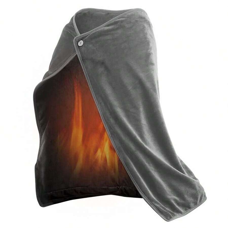 Electric Heated Blanket Fleece Portable Heated Throw Winter Warm Shawl - Grey - View 1
