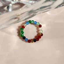 1 Pieza Anillo Elástico Hecho A Mano De 3 Mm De Cuentas De Piedra Natural Con Cuentas De Acero Inoxidable, Accesorio De Joyería Simple Y Elegante Para Uso Diario, Viajes, Festivales