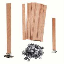 20/50/100 jeux de supports de bougie en bois 1 set = (1 pièce en bois + 1 clip en fer) avec supports de bougie verticaux, convient pour l'artisanat de bougie DIY, la décoration de la pièce, les cadeaux