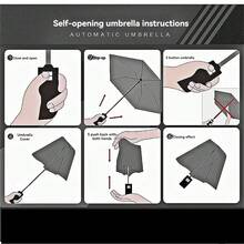 1把三折自动伞，防晒卡通图案，黑色胶涂层折叠遮阳伞，成人女性适用 - 太陽行星 - 查看 10