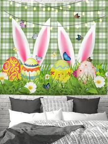 1pc Easter Rabbit Egg Flower Grass Butterfly Series Printed Tapestry - Multiple Colors - View 1
